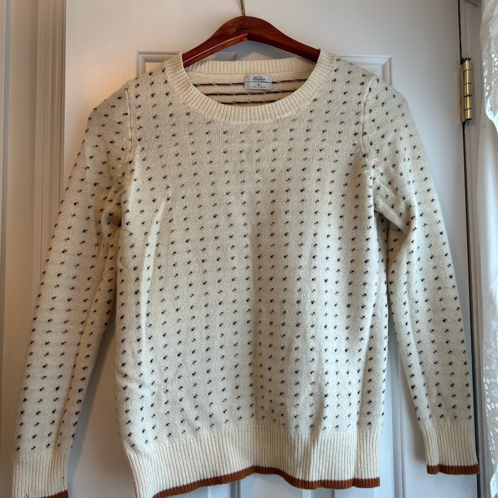 Madewell Cream and Brown Polka Dot Sweater